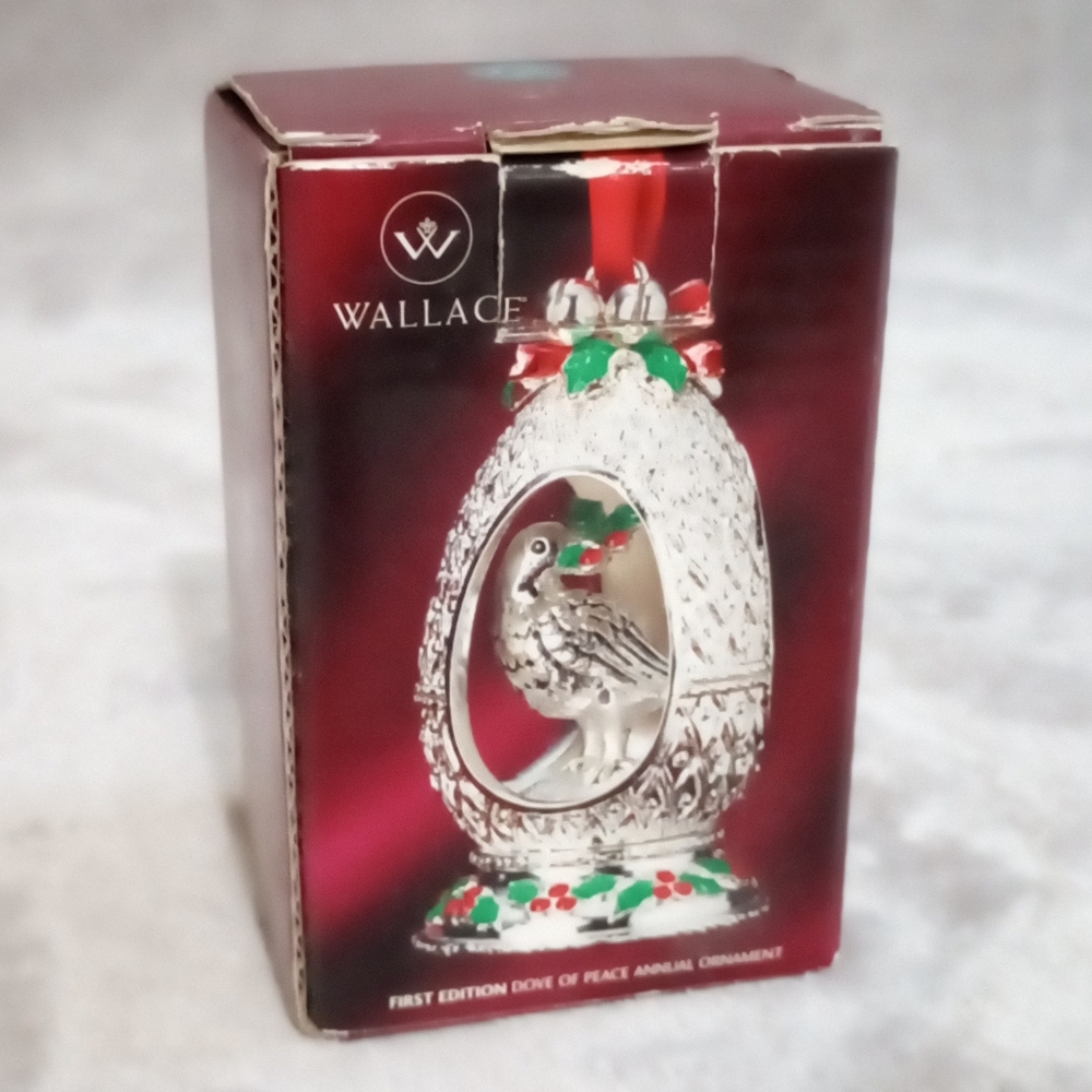 2004 NIB Wallace Annual Dove of Peace Silver Plated Ltd Ed Cheistmas Ornament